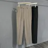 Pantalons pour hommes printemps automne costume affaires décontracté droit mince élastique mode coréenne couleur unie pantalon mâle cheville longueur