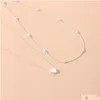 Hänghalsband Fashion Tiny Heart Necklace For Women Trendy Simple Gold Sier Color Chain Choker Girls Party SMyckesgåva Drop Deliv Dhyk6