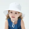 Sombrero de bebé de verano para niñas, niños, cubo bloqueador solar, gorra de playa de viaje para primavera y otoño, sombreros para el sol con cuerda a prueba de viento, 20 colores ZZ