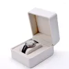 Boîtes de montre Boîte de rangement arrondie en cuir PU noir et blanc câble oreiller organisateur cas