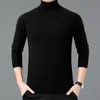 Herrtröjor Autumn Winter Men's Lapel Neck Sweater kan vända Turtleneck varm tröja fast färg botten kni 230808