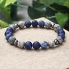 Brin fait à la main en marbre bleu perle oeil de tigre Bracelet pierre naturelle Yoga hommes femmes ami cadeau bijoux à breloques