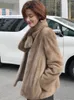 여자 모피 코트 여성 가을 ​​겨울 탑 패션 핑크 가짜 모자 코트 우아한 두꺼운 따뜻한 재킷