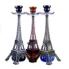 Hookah Bong Set Glass Metal Eiffel Tower Pojedyncza rurka wielosłynna szklana szklana zlewka palenie palenia shisha filtra papierosowe arabskie platformy arabskie