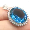 Kolczyki Dangle 40x20 mm Jazaz Big 12.5G London Blue Topaz Pink Tourmaline Turquoise Samile 925 Solid Srebrny wisiorek