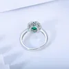Cluster Rings Pirmiana Fashion Jewelry Real 925 Sterling Silver Ring 1.0ct Lab Odna Emerald Women