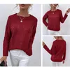 Kadın Sweaters Kadınlar Vintage Sweater Kırmızı Jumperlar Kadın Güz 2023 O-Neck Hollow Out Örgü Tullular Uzun Kollu Omuz Jumper