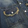 Мужские куртки модные бренды высококачественная джинсовая куртка для мужчин для модных пуговиц джинсовой куртки наряд одежды для уличной одежды Blue 230808