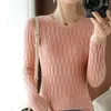 Women's Sweaters Spring And Autumn Cotton Line Long Sleeve Knit Turtleneck Bottom Sweater Short Slim Body With All