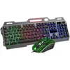 Metall Lysande datortangentbord och musdräkt USB -trådbundet spel Färgglad bakgrundsbelysning Mekanisk känsla tangentbord och mus