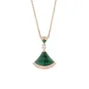 Fashion Fan Necklace Pendant Water Diamond Rostfritt stål pläterat 18K Kvinnor och flickors modesmycken Cjeweller Party Gift