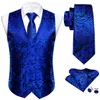 Coletes masculinos de luxo de seda colete masculino vermelho burugndy azul verde prata roxo ouro estampado colete bordado ternos de casamento jaqueta Barry Wang 230808