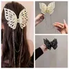 Clip de garra de borla de mariposa hueca, accesorios para el cabello de Color sólido de plástico elegante