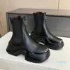 Designer-Plateau-Stiefeletten, Khaki, schwarzes Wildleder, Martin-Stiefel, flache Stiefeletten, übergroße Unterseite, Sneaker, wellenförmige Sohle