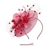 Hattar breda grimkvinnor derby charmig elegant brudhuvudkläder cocktail tea party fjädrar fascinator hatt blomma med klipp peadband drop dhjty