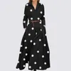 Casual Dresses Autumn Fashion Shirt Dress Women Elegant Polka Dot Vestidos 2023 Chic Bohemian Maxi Holiday Long Sundress OL Kaftan