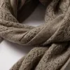 Шарфы 2023 Чистый кашемирский шарф женский осенний и зимний вязаный вязаный полый шал универсальный модный высокий теплый