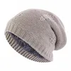 Winter-Beanie-Mütze, Unisex, einfarbig, Zopfmuster, Slouchy-Beanie, Fleece, dick, Baggy-Cap, Streetwear, warme Mützen für Herren