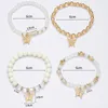 Strand Bohemian Butterfly Crystal Multi Layered Beaded Bracelet Set Creative Elastic Rope Elegant Women's Fashion Handwear