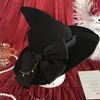 Chapeaux à large bord Chapeau de magicien de sorcière d'Halloween Creative Lolita Style Rose Big Bow Cap Rétro Gothique Magical Girl Cosplay Accessoires d'horreur Accessoires