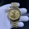 High quality Automatic Mechanical Mens Watch Watches 40MM gold Dial With Fixed Fluted Bezel and Gold Stainless Steel Bracelet 210N