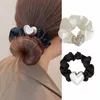 Silk Head Rope Korean Metal Love Elastic Scrunchies Heart Hair Rope Elegant Horsetail Bands Hair Ties Hair Accessories for Women