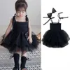 Girl's Dresses Gaun Suspender Bayi Perempuan Musim Panas Gaya Jalanan Baru Gaun Bengkak Jala Saudara Perempuan Gaun Putri Glitter Busur 1-6Y