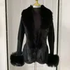 Women's Fur Faux Women faux fur knitted cardigan with whole collar Autumn winter luxury fashion sexy artificial 230808