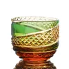 Crystal Amber Green Blue Shot Wine Glasses Drink GlassTequila Glasses Bar Cocktail Bullet Cups Edo Kiriko Hand Engraving 2oz HKD230809