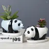 Planterare keramiska panda blomma kruka söt djur planter för suckulenter vas skrivbord dekorativa figurer hantverk hem trädgård dekoration