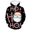 Herr hoodies fashionabla jul 3d tryckt hoodie för pojkar och flickor långärmad snögubbe/jultomten casual sport strand gata tunn topp