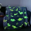 Blankets Dinosaur Unicorn Luminous Blanket Children's Birthday Bedroom Mermaid Butterfly Toy Soft Comfortable Magic Gift 230809