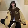 Womens Jassen Herfst Vintage Varsity Jacket Vrouwen Oversized Baseball Koreaanse Mode Streetwear Bomber Jassen College Paar Esthetische 230808