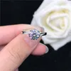 Bagues de Grappe Véritable Or Blanc Massif 14K Bague 1CT Moissanite Fiançailles Femme D Couleur VVS1 Beau Cadeau de Jour d'Anniversaire Pour Dame