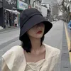 Berets Frauen Bucket Hats Streetstyle Harajuku Solid Black Beige Outdoor Sonnenschutzstrand Sonnenkappe Reisen Jagd Großhandel Großhandel