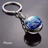 Keychains unisex 12 Constellation Keychain Sphere Crystal Key Rings Scorpio Aquarius Leo Aries Birthday Presentes smycken