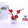 Dekorative Blumen Kränze Cloghet Pflaumenblüte Topf Bonsai Künstliche Pflanzen Handgestrickte Ornamente Geschenke für Büro Zuhause Tisch D DHX5I