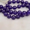 Pendant Necklaces Nature 8mm Purple Jade Gemstone Beads Necklace 18"