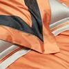 Ensembles de literie 4 pièces 1600TC Premium coton égyptien satin housse de couette drap plat taies d'oreiller cadre Patchwork brûlé Orange citrouille ensemble