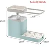 Storage Holders Racks 3 in 1 Soap Pump Dispenser Cleaning Liquid Container Sponge Holder Dishcloth Towel Rag Hanger Drain Dropship 230809