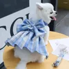 Abbigliamento per cani Vestiti per animali Farfalla Gonna di jeans Cucciolo di gatto Gilet per passeggiate all'aperto Sicurezza Cinturino pettorale Corda per cani Forniture per abiti da principessa