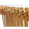 Acciaio inossidabile 316L Miami Cuban Link Chain Collane Bracciali Hip Hop Lucido placcato oro 18 carati Cast Punk Set di gioielli Catene girocollo per uomo Donna 6mm-22mm