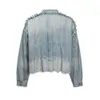 Herrenjacken Streetwear Washed Gradient Deconstructed Quaste Denim Jacke für Männer und Frauen Distressed Baggy Y2K Jeans Übergroßer lockerer Mantel 230808