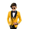 Abiti Formali Ragazzi Vestito per matrimonio Bambini Blazer da festa in oro Gilet Pantaloni Completi Scialle con risvolto Costume per bambini Signori Smoking da ballo 230809