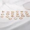 Cluster Rings Fashion 21pcs/Set Knuckle Set для женщин Crystal Gold Color Кольцо пальца 2023 Boho Ladies Wedding Jewelry Fired
