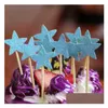 Andra evenemangsfestleveranser Cake Toppers Glitter Star Paper Cards Banger för Cupcake Wrapper Baking Cup Birthday Te -dekoration Baby Dhdae