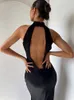 Miejskie seksowne sukienki eleganckie seksowne satynowe długie sukienki kobiety Turtleeck bez pleców szczupły bodycon sukienki żeńska fahsion impreza maxi sukienka vestidos 230808