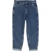 Jeans pour hommes 2023 printemps ample conique coton cheville longueur hommes décontracté grande taille Streetwear Denim pantalon Smart adoucissant
