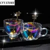 2PCS 470 ml Creative Glass Breakdeal Milk Cup z łyżką i ręcznikiem Tawny płatki owsiane kubek domowy sok sok kubek napojów napoje hkd230809