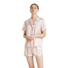 Vêtements De Nuit Femme 19 Momme Pyjama De Soie Véritable Pour Femme Short À Manches Courtes Ensemble 2 Pièces Vêtements De Nuit Solide Pijama De Mujer